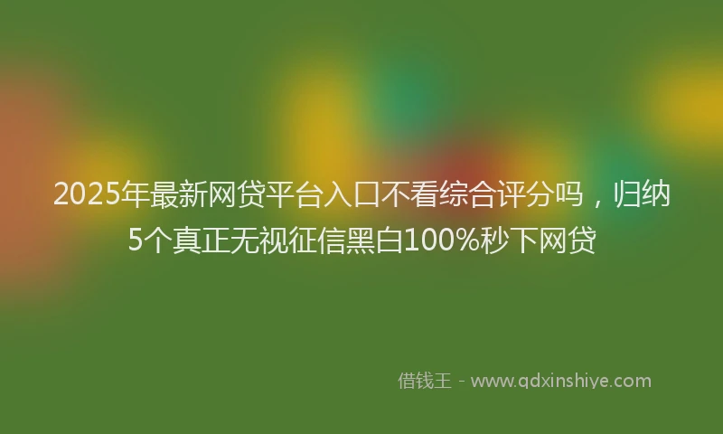 2025年最新网贷平台入口不看综合评分吗，归纳5个真正无视征信黑白100%秒下网贷