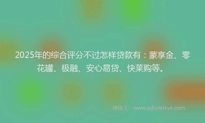 2025年的综合评分不过怎样贷款有：蒙享金、零花罐、极融、安心易贷、快莱购等。