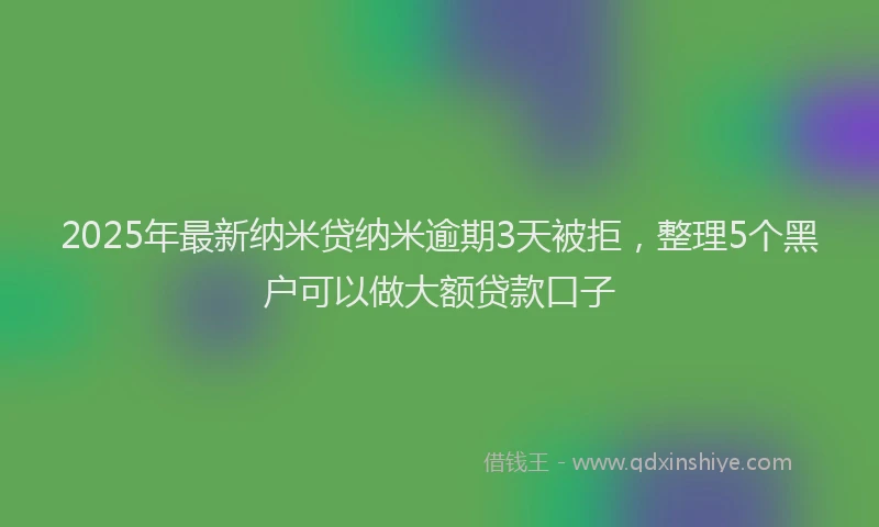 2025年最新纳米贷纳米逾期3天被拒，整理5个黑户可以做大额贷款口子