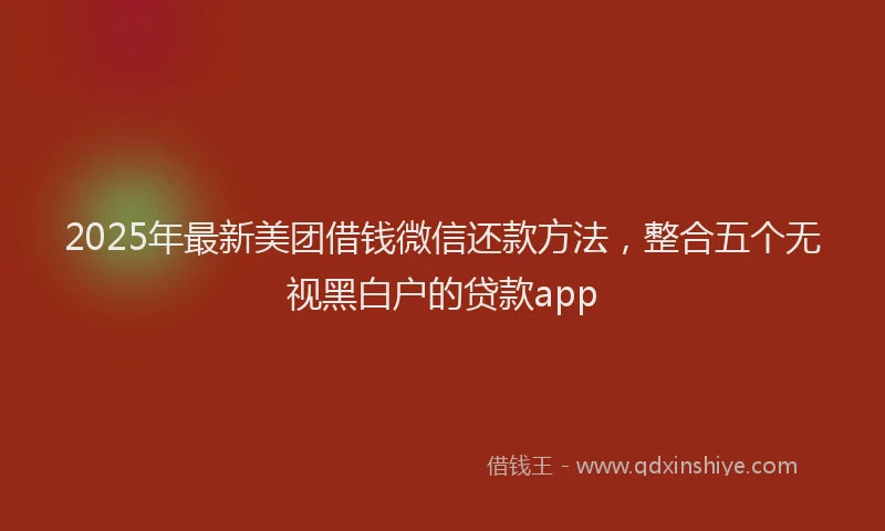 2025年最新美团借钱微信还款方法，整合五个无视黑白户的贷款app