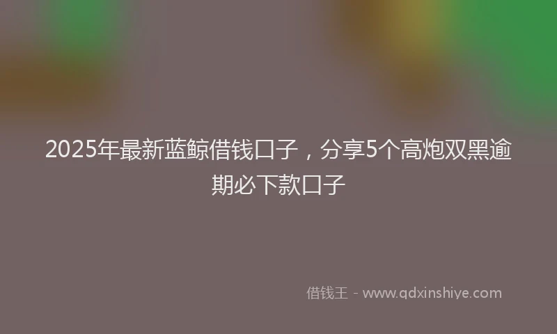 2025年最新蓝鲸借钱口子，分享5个高炮双黑逾期必下款口子