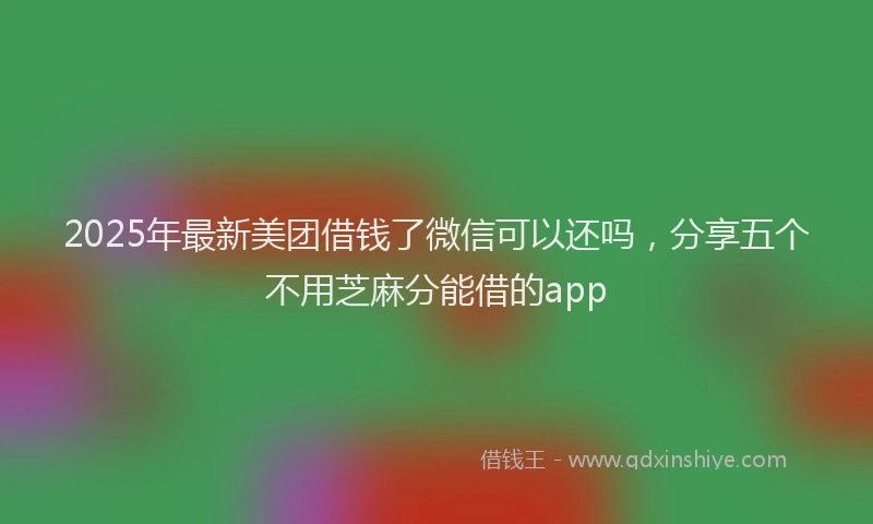 2025年最新美团借钱了微信可以还吗，分享五个不用芝麻分能借的app