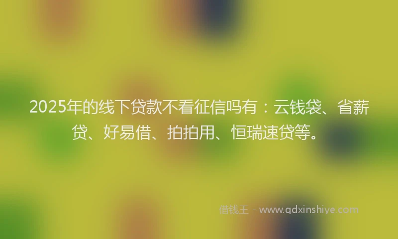 2025年的线下贷款不看征信吗有：云钱袋、省薪贷、好易借、拍拍用、恒瑞速贷等。