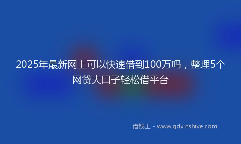 2025年最新网上可以快速借到100万吗，整理5个网贷大口子轻松借平台