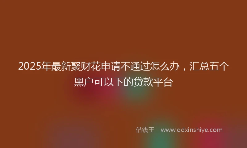 2025年最新聚财花申请不通过怎么办，汇总五个黑户可以下的贷款平台