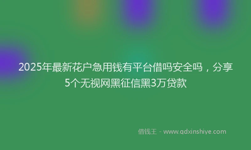 2025年最新花户急用钱有平台借吗安全吗，分享5个无视网黑征信黑3万贷款