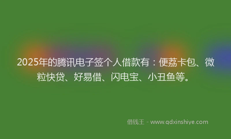 2025年的腾讯电子签个人借款有：便荔卡包、微粒快贷、好易借、闪电宝、小丑鱼等。
