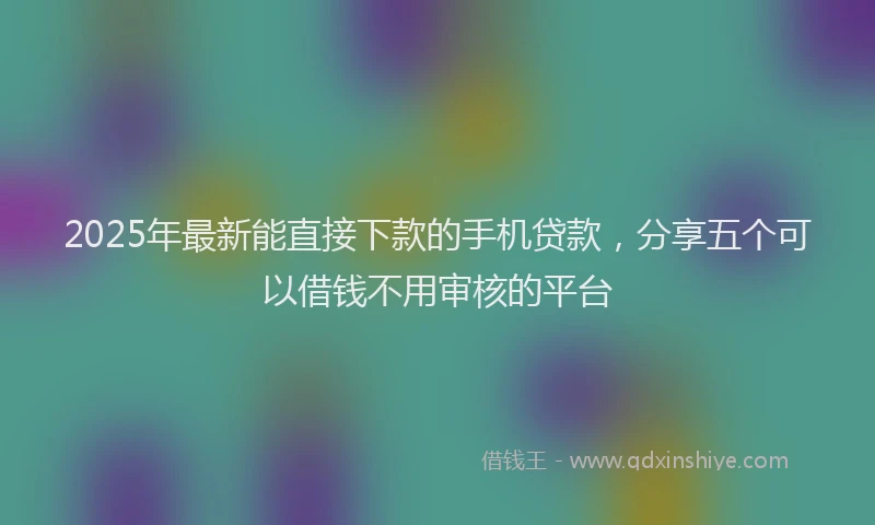 2025年最新能直接下款的手机贷款，分享五个可以借钱不用审核的平台