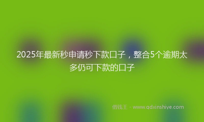 2025年最新秒申请秒下款口子，整合5个逾期太多仍可下款的口子