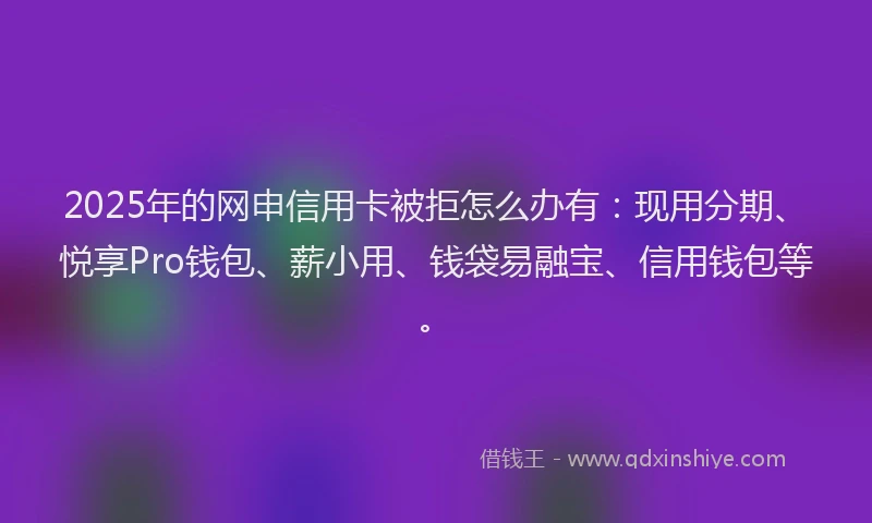 2025年的网申信用卡被拒怎么办有：现用分期、悦享Pro钱包、薪小用、钱袋易融宝、信用钱包等。