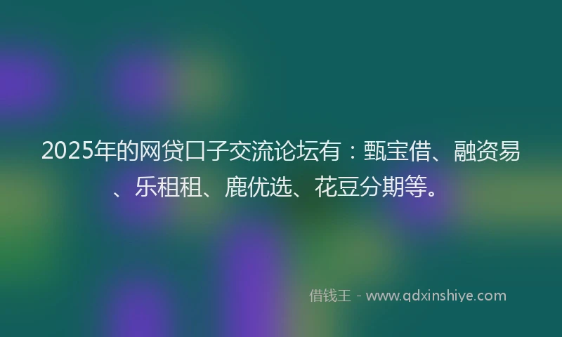 2025年的网贷口子交流论坛有：甄宝借、融资易、乐租租、鹿优选、花豆分期等。
