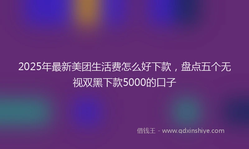 2025年最新美团生活费怎么好下款，盘点五个无视双黑下款5000的口子