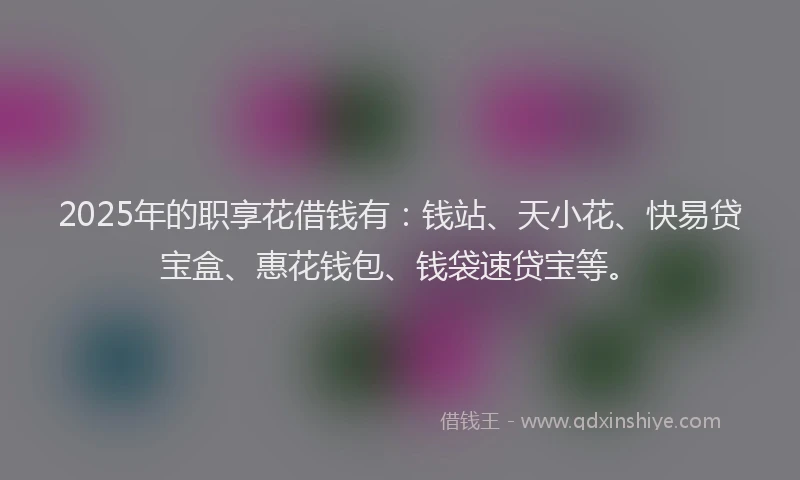 2025年的职享花借钱有：钱站、天小花、快易贷宝盒、惠花钱包、钱袋速贷宝等。