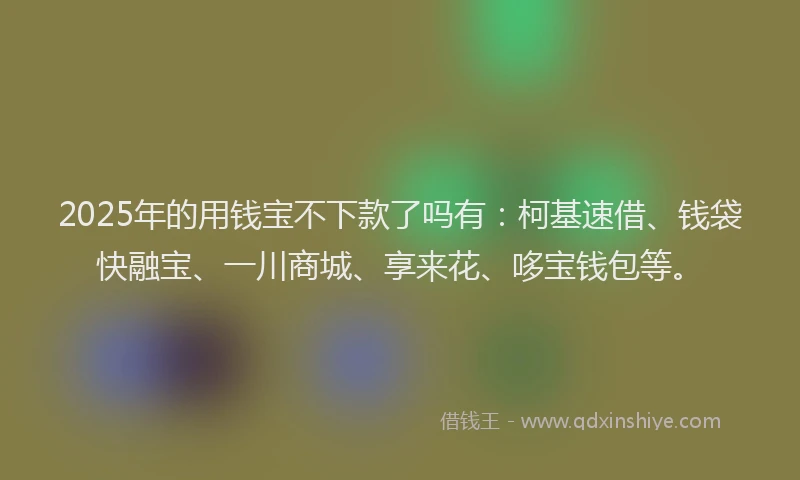 2025年的用钱宝不下款了吗有：柯基速借、钱袋快融宝、一川商城、享来花、哆宝钱包等。