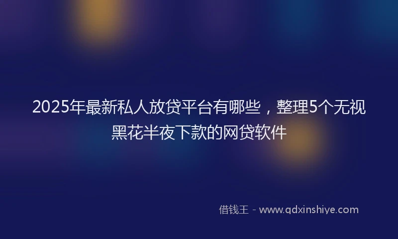 2025年最新私人放贷平台有哪些，整理5个无视黑花半夜下款的网贷软件