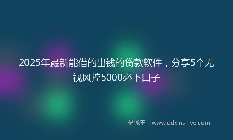 2025年最新能借的出钱的贷款软件，分享5个无视风控5000必下口子