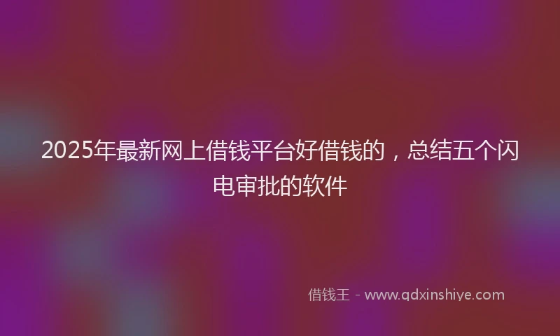2025年最新网上借钱平台好借钱的，总结五个闪电审批的软件