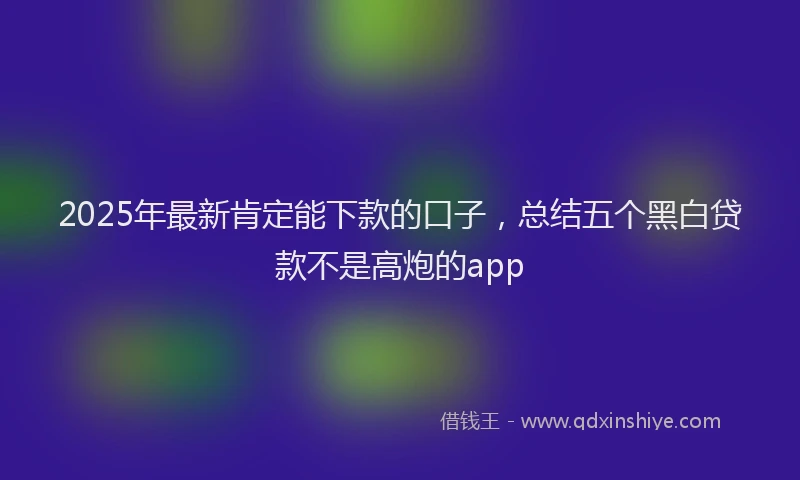 2025年最新肯定能下款的口子，总结五个黑白贷款不是高炮的app