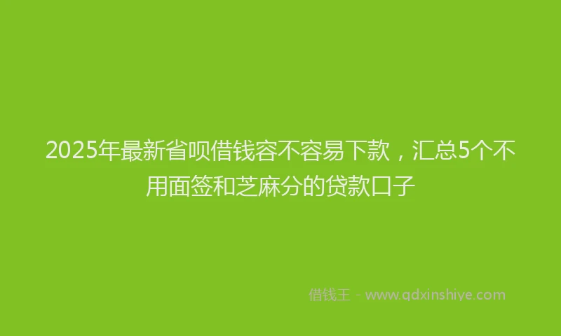 2025年最新省呗借钱容不容易下款，汇总5个不用面签和芝麻分的贷款口子