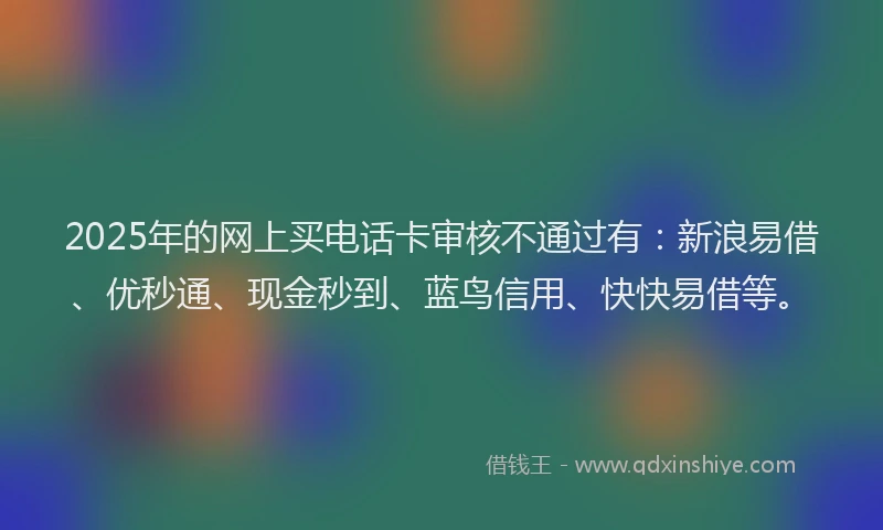 2025年的网上买电话卡审核不通过有：新浪易借、优秒通、现金秒到、蓝鸟信用、快快易借等。
