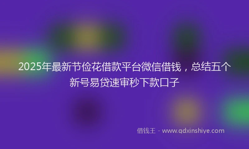 2025年最新节俭花借款平台微信借钱，总结五个新号易贷速审秒下款口子
