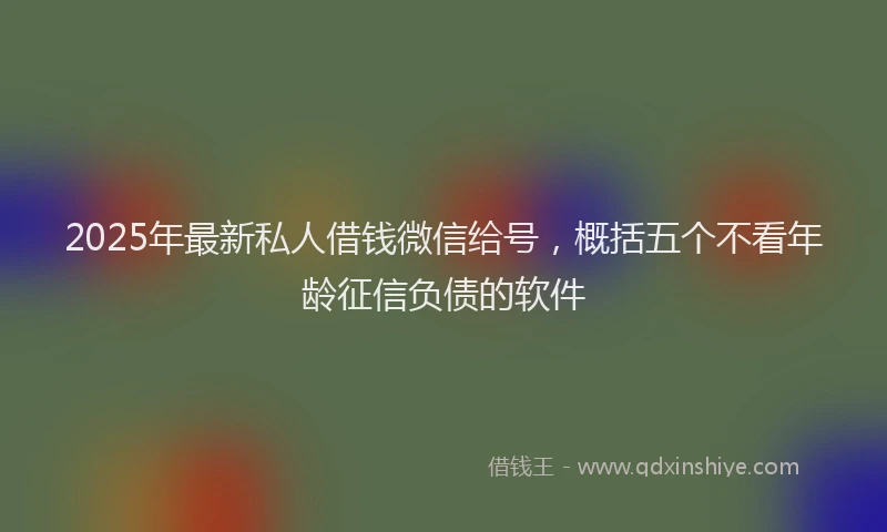 2025年最新私人借钱微信给号，概括五个不看年龄征信负债的软件