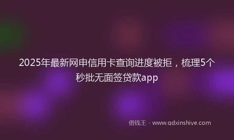 2025年最新网申信用卡查询进度被拒，梳理5个秒批无面签贷款app
