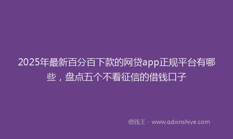 2025年最新百分百下款的网贷app正规平台有哪些，盘点五个不看征信的借钱口子
