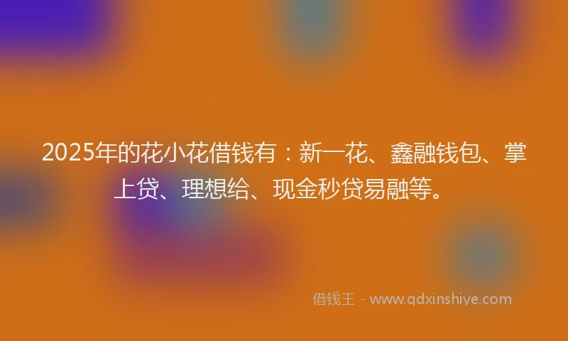2025年的花小花借钱有：新一花、鑫融钱包、掌上贷、理想给、现金秒贷易融等。