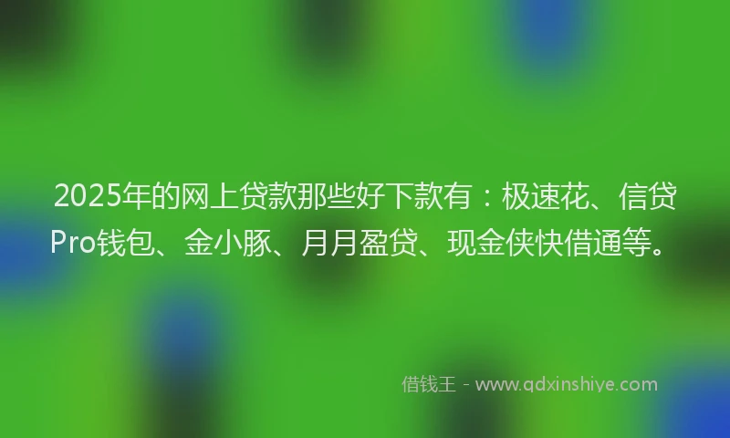 2025年的网上贷款那些好下款有：极速花、信贷Pro钱包、金小豚、月月盈贷、现金侠快借通等。