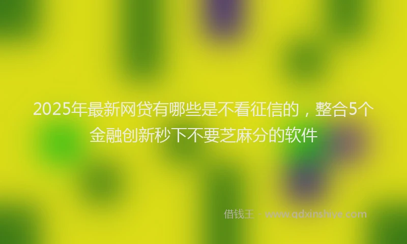 2025年最新网贷有哪些是不看征信的，整合5个金融创新秒下不要芝麻分的软件