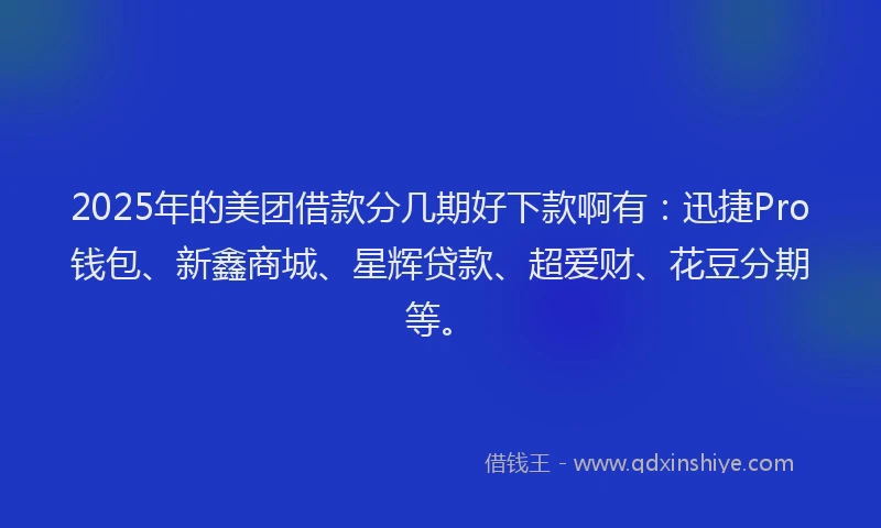 2025年的美团借款分几期好下款啊有：迅捷Pro钱包、新鑫商城、星辉贷款、超爱财、花豆分期等。