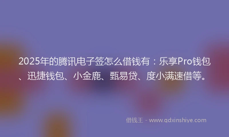 2025年的腾讯电子签怎么借钱有：乐享Pro钱包、迅捷钱包、小金鹿、甄易贷、度小满速借等。