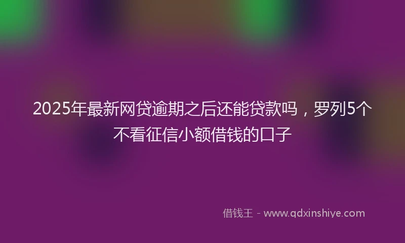 2025年最新网贷逾期之后还能贷款吗，罗列5个不看征信小额借钱的口子