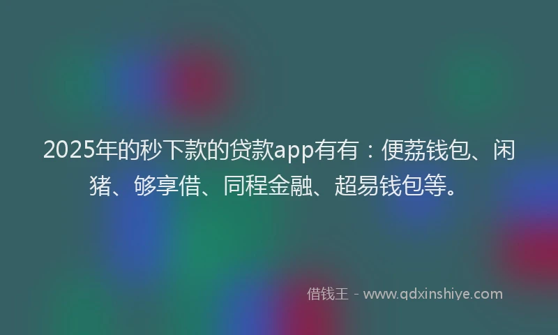 2025年的秒下款的贷款app有有：便荔钱包、闲猪、够享借、同程金融、超易钱包等。