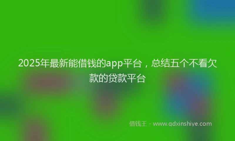 2025年最新能借钱的app平台，总结五个不看欠款的贷款平台