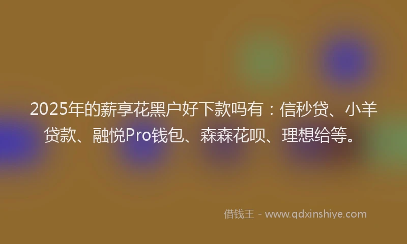 2025年的薪享花黑户好下款吗有：信秒贷、小羊贷款、融悦Pro钱包、森森花呗、理想给等。