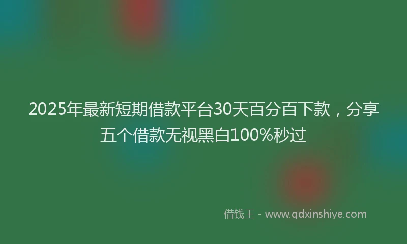 2025年最新短期借款平台30天百分百下款，分享五个借款无视黑白100%秒过