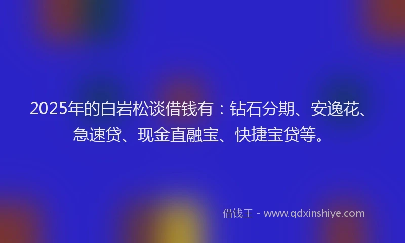 2025年的白岩松谈借钱有：钻石分期、安逸花、急速贷、现金直融宝、快捷宝贷等。
