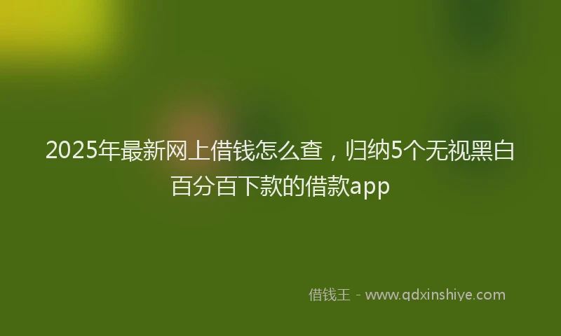 2025年最新网上借钱怎么查，归纳5个无视黑白百分百下款的借款app