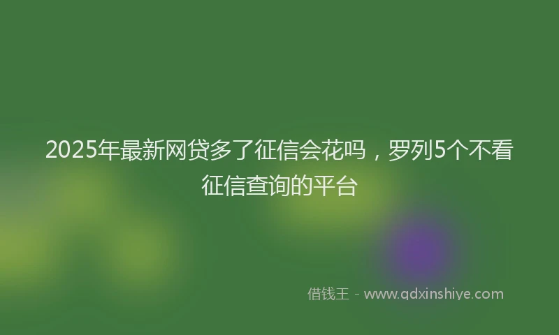 2025年最新网贷多了征信会花吗，罗列5个不看征信查询的平台