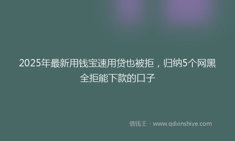 2025年最新用钱宝速用贷也被拒，归纳5个网黑全拒能下款的口子
