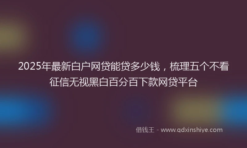 2025年最新白户网贷能贷多少钱，梳理五个不看征信无视黑白百分百下款网贷平台