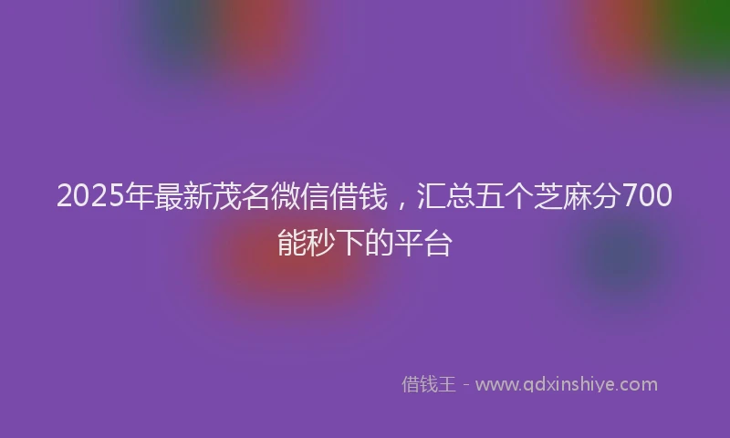2025年最新茂名微信借钱，汇总五个芝麻分700能秒下的平台