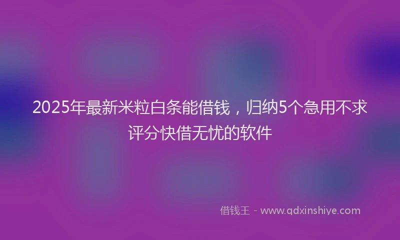 2025年最新米粒白条能借钱，归纳5个急用不求评分快借无忧的软件