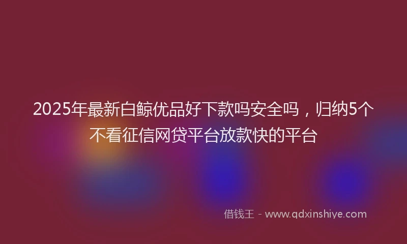 2025年最新白鲸优品好下款吗安全吗，归纳5个不看征信网贷平台放款快的平台