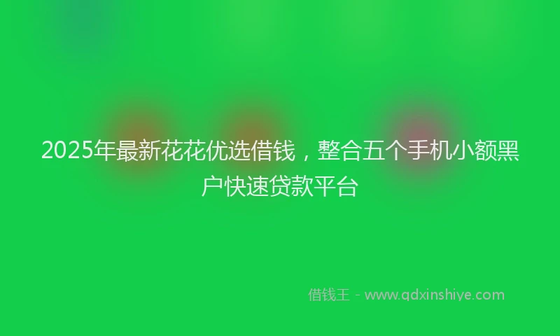 2025年最新花花优选借钱，整合五个手机小额黑户快速贷款平台