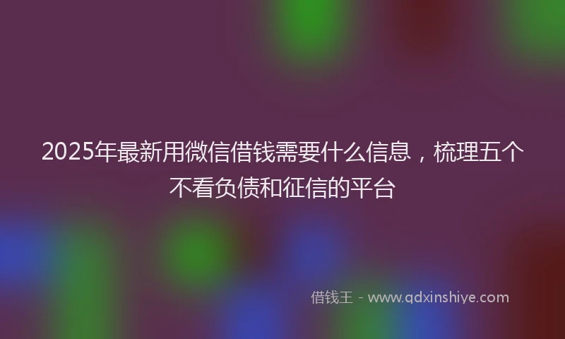 2025年最新用微信借钱需要什么信息，梳理五个不看负债和征信的平台