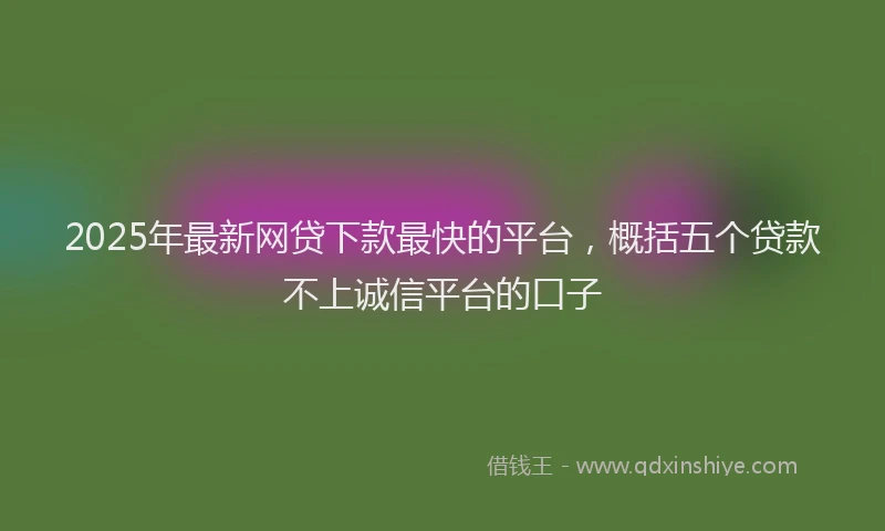 2025年最新网贷下款最快的平台，概括五个贷款不上诚信平台的口子