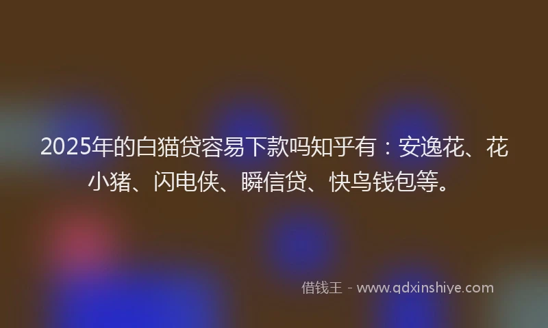2025年的白猫贷容易下款吗知乎有：安逸花、花小猪、闪电侠、瞬信贷、快鸟钱包等。
